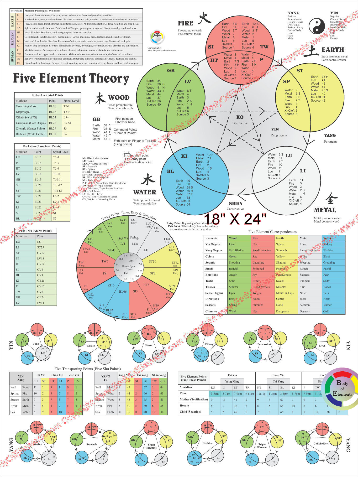 Five Element Theory of Acupuncture Poster Five Element Theory of Acupuncture Poster